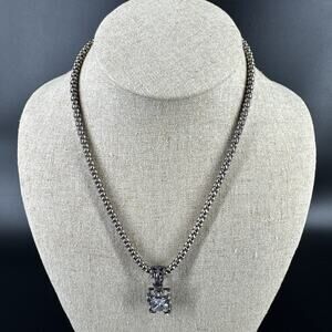 SILPADA Sterling Uptown CZ Fleur De Lis Pendant S0979 Popcorn Necklace N1106 17"